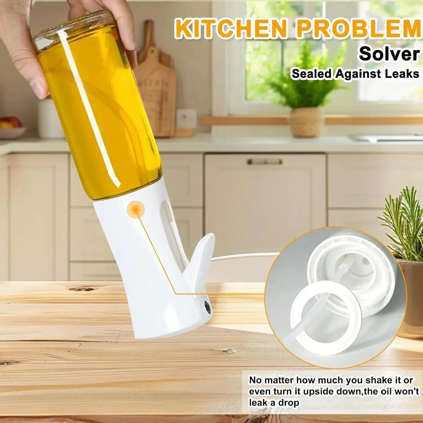 Olive Oil Mister Spray Bottle for Cooking , Oil Cooking Spray Bottle Air Fryer Accessories /Refillable Glass Dispenser Shelflex