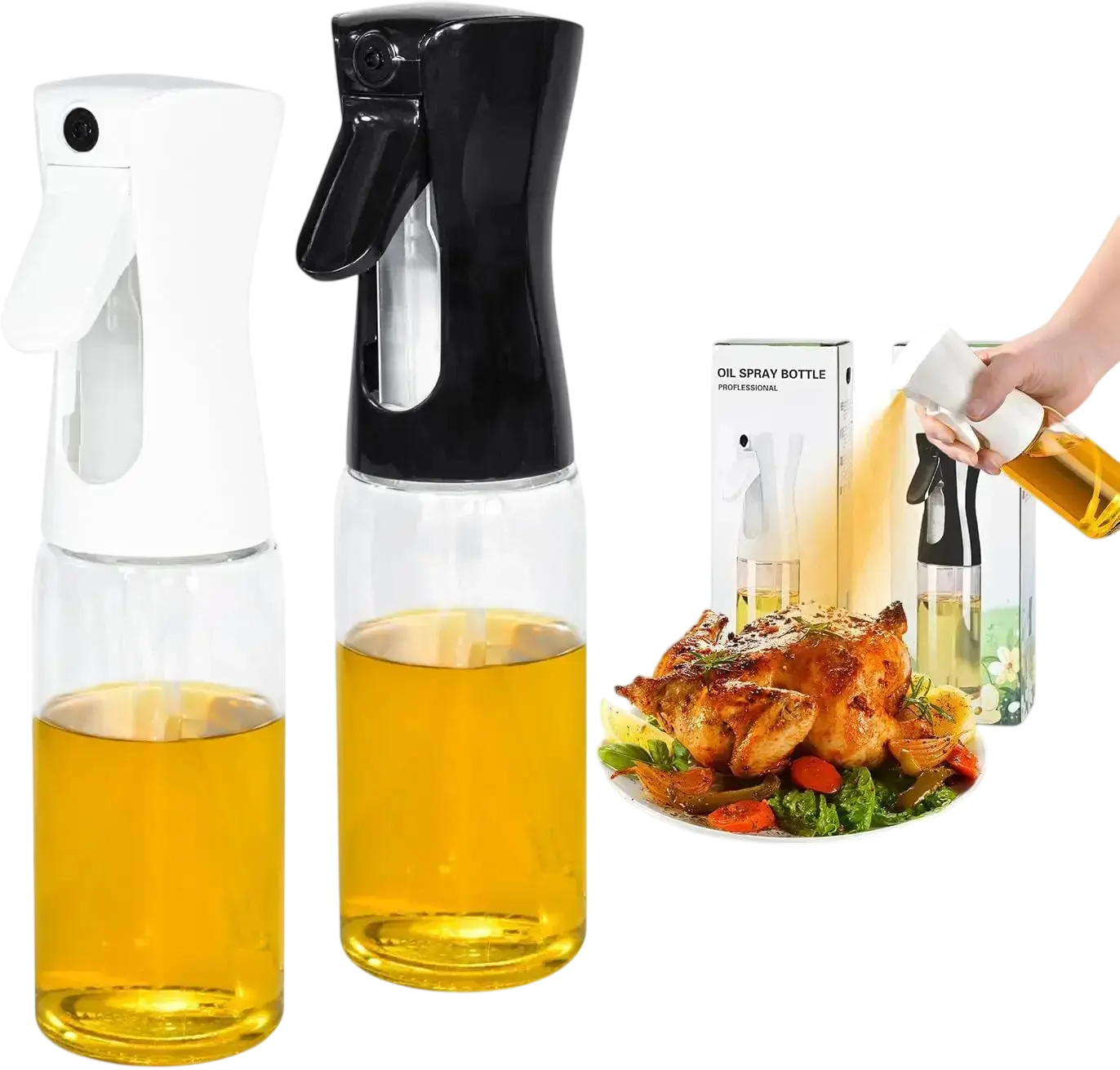 Spray Bottle for Cooking/ Oil Dispenser , Refillable Glass Dispenser Shelflex
