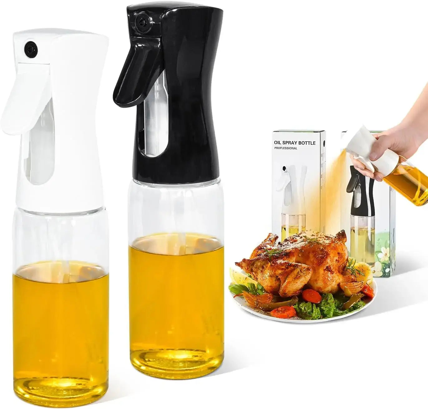 Olive Oil Mister Spray Bottle for Cooking , Oil Cooking Spray Bottle Air Fryer Accessories /Refillable Glass Dispenser Shelflex