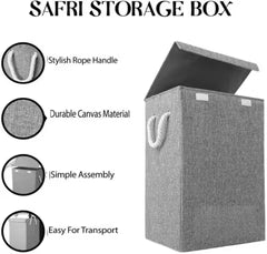 Foldable Laundry Basket With Lid & Handles Shelflex