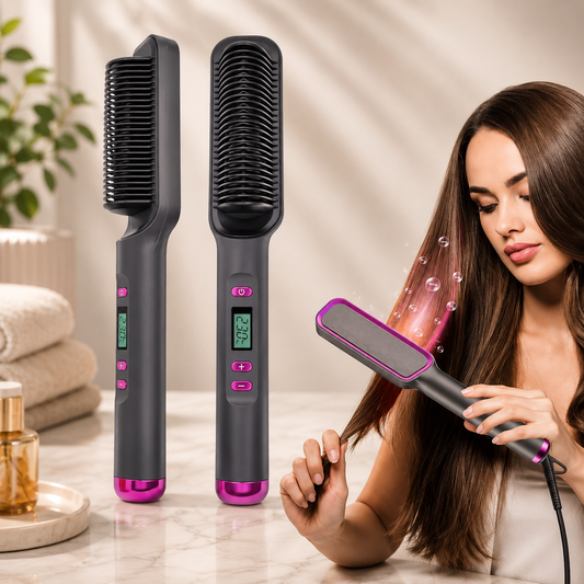 Hair Straightener Brush  2 In one Fast Heating styling Tool Shelflex