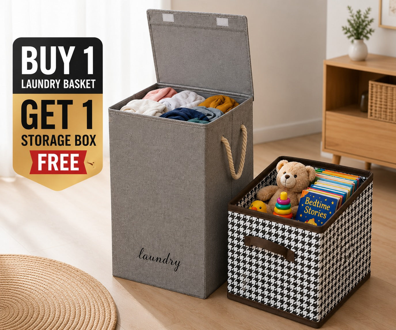 Laundry Basket + Free Storage Box – Buy 1 Get 1 Free Shelflex