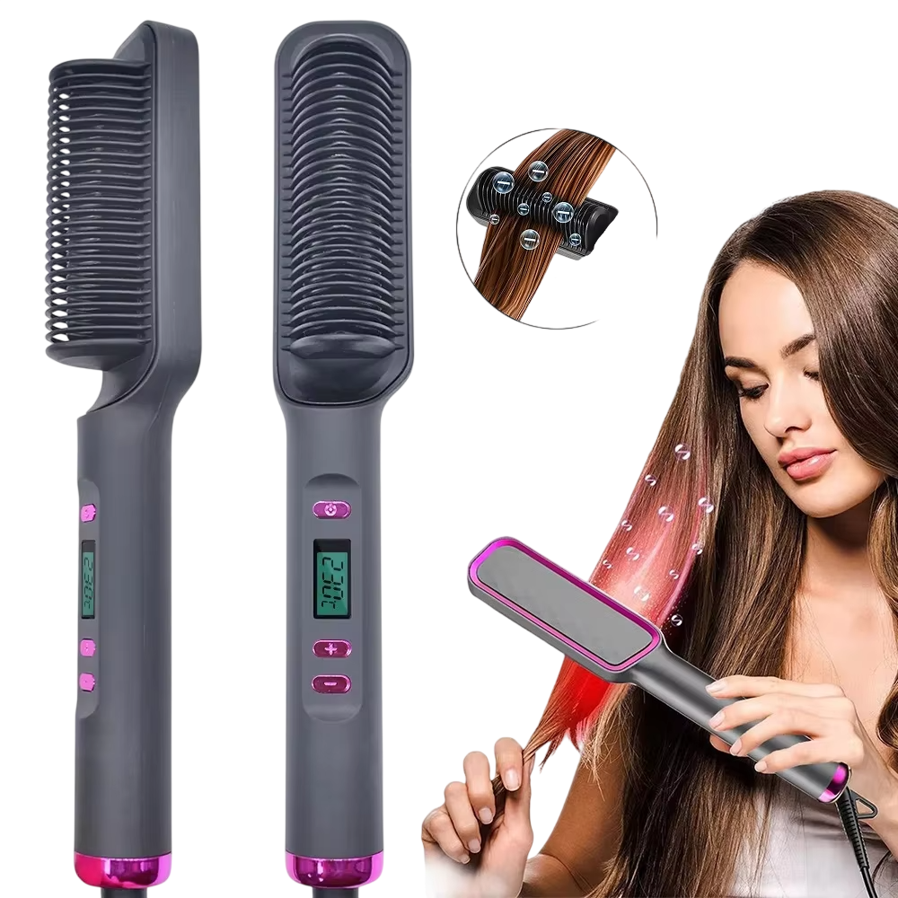 Hair Straightener Brush  2 In one Fast Heating styling Tool Shelflex