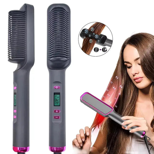 2 in 1 Hair Straightener Brush Fast Heating Styling Tool Shelflex